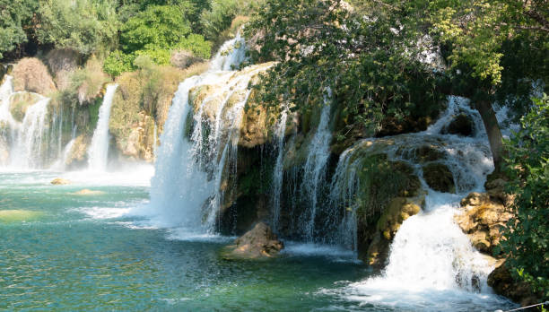istock The Krka River waterfalls very close by 1266059520