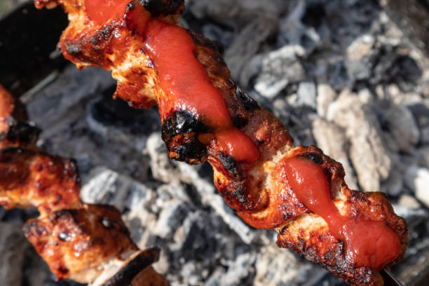 istock Grill with tomato sauce ketchup, barbeque picnic 1266061796