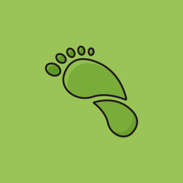 ilustrações de stock, clip art, desenhos animados e ícones de flat line design style carbon footprint icon, outline symbol vector illustration - recycling carbon footprint footprint sustainable resources