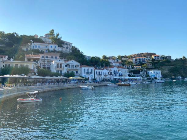 Seaside village of Evdilos on the island Ikaria in Greece stock photo