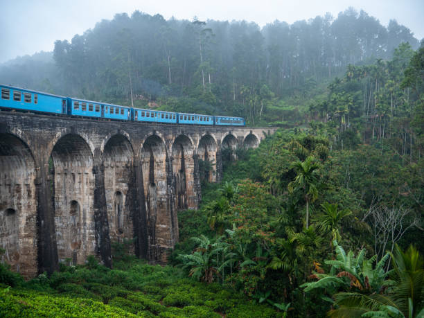 istock Swiss train on viaduct, train journey in Summer 1266062948