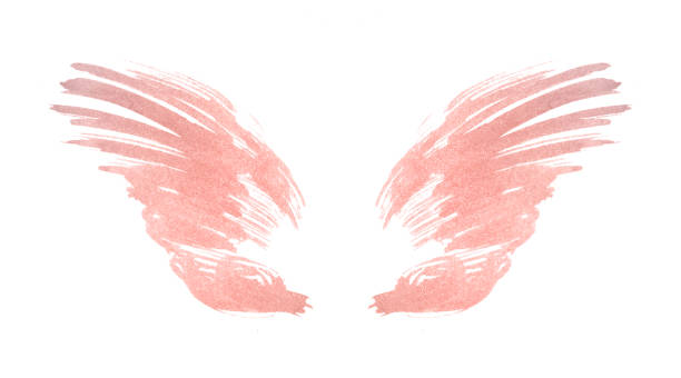 ali acquerello rosa astratte in colori nostalgici vintage - angelo foto e immagini stock