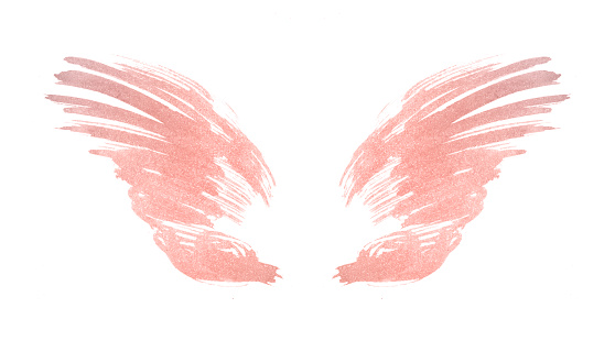 Abstract pink watercolor wings in vintage nostalgic colors for your design