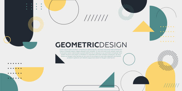 Trendy abstract art geometric background with flat, minimalist style. Vector poster. geometric shapes, Social Media, Pattern, Backgrounds, Design,Circle, Abstract, geometric web banner stock illustrations