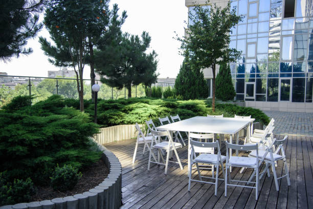 istock White table with chairs in the Park 1266087688