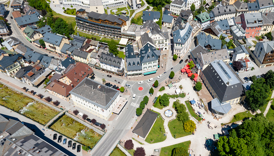 Aerial panorama of the beautiful Village Bad Aussee, Styria, Austria. Converted from RAW.