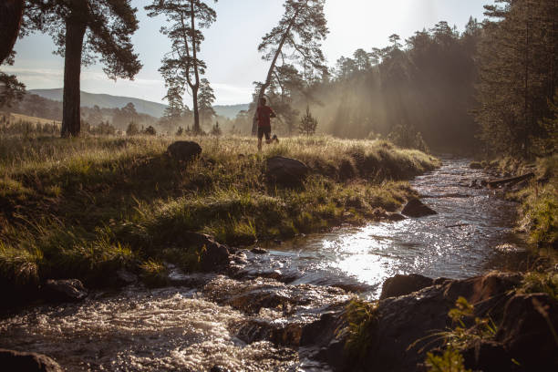 Morning jogging in a nature