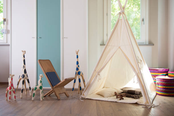 istock Kidroom with indian tent and ecological games 1266091593