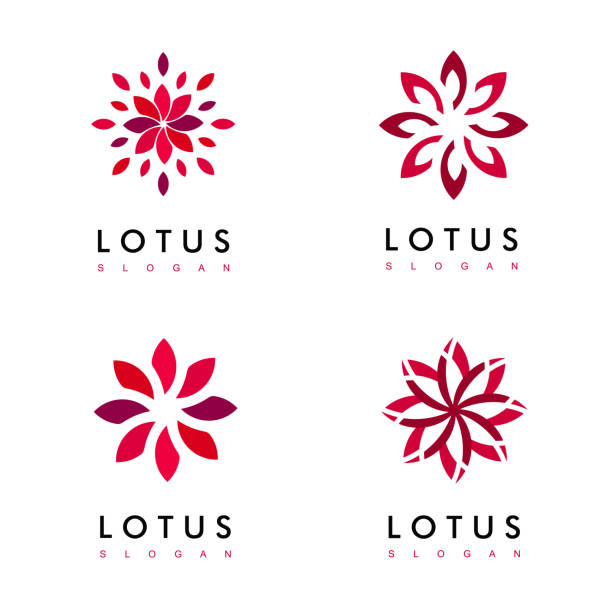 Set Of Flower Logo Lotus Flower Icon Design Inspiration lotus flower stock illustrations