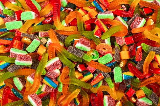 istock Assorted gummy candies. Top view. Jelly  sweets background. 1266092092