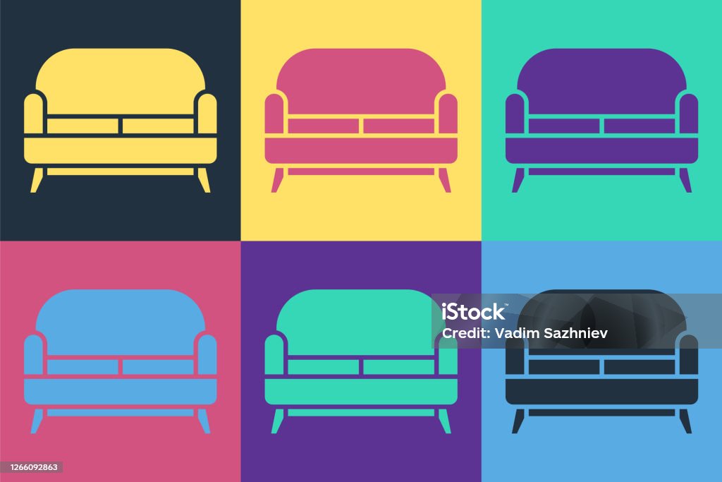 Sanctie Decoratief vis Pop Art Sofa Icon Isolated On Color Background Vector Illustration Stock  Illustration - Download Image Now - iStock
