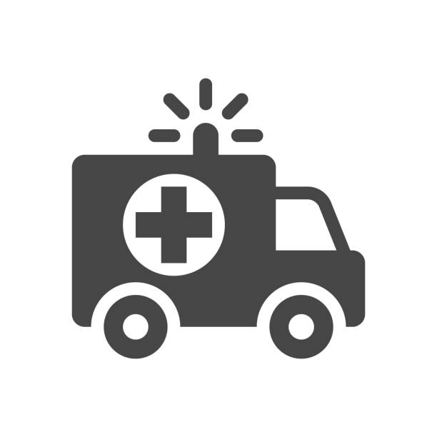 ilustraciones, imágenes clip art, dibujos animados e iconos de stock de icono de ambulancia diseño plano. ilustración vectorial aislada sobre fondo blanco. - medicina de emergencia