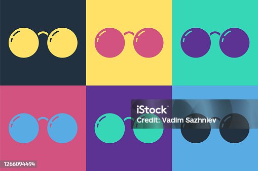 istock Pop art Glasses icon isolated on color background. Eyeglass frame symbol. Vector Illustration 1266094494