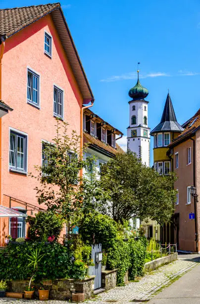 Famous old town with historic buildings of Isny im Allgau