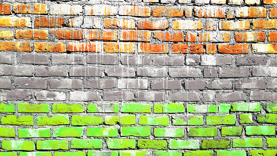 Grunge wall themed in Tiranga or three colors on Independence day of India