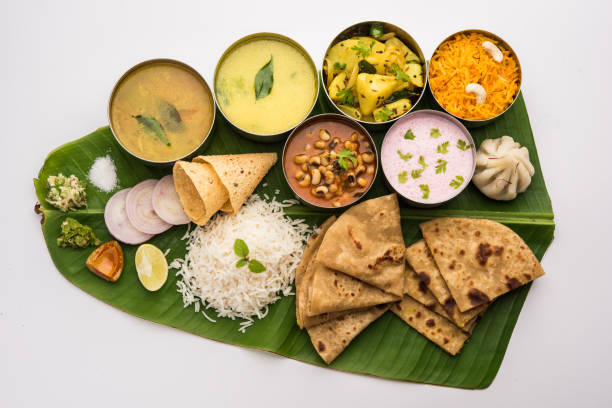 istock Vegetarian food thali or platter from Maharashtra, India 1266096868