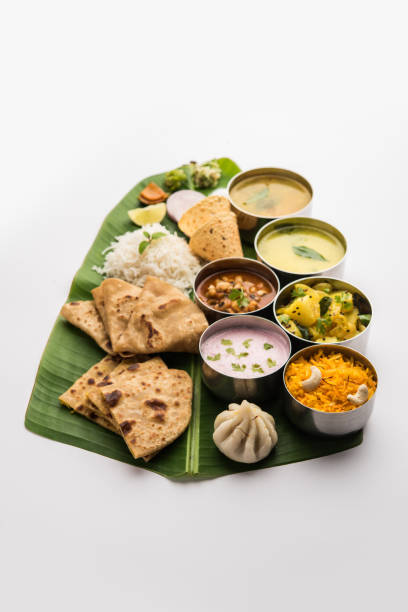 istock Vegetarian food thali or platter from Maharashtra, India 1266098082