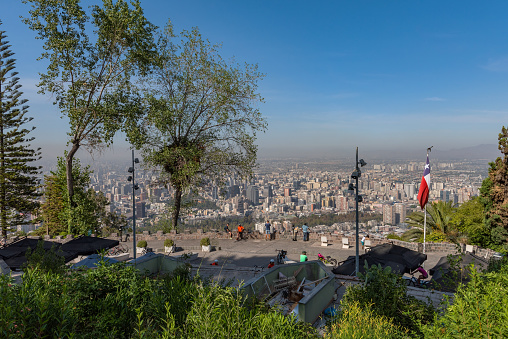 santiago, chile-february 28, 2020: Beautiful view from San Cristobal Hill