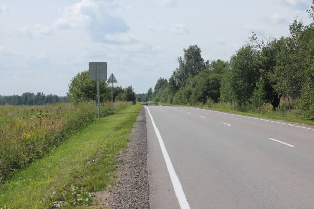 istock Mirage effect - loss of asphalt on the road 1266110429