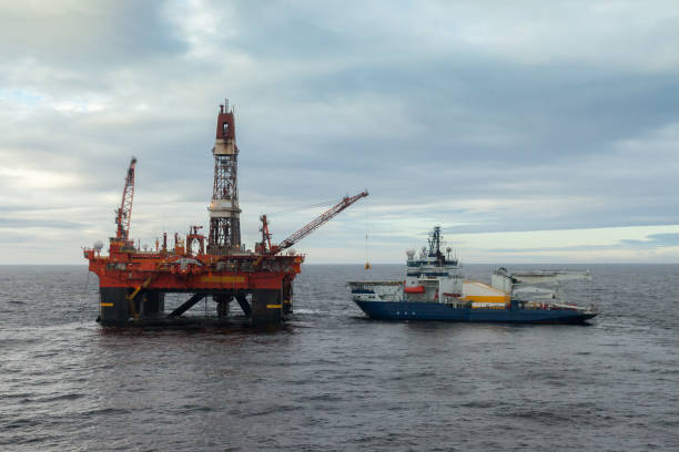 istock Icebreaker Botnica alongside oil rig West Alpha. 1266114391