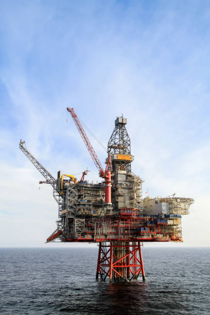 Oil platform Ringhorn in the North Sea working for Esso. NORTH SEA, NORWAY - 2011 APRIL 15. Oil platform Ringhorn in the North Sea working for Esso. north sea oil and gas stock pictures, royalty-free photos & images