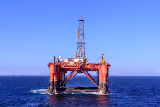 Semi Submersible rig Borgsten Dolphin in the North Sea. NORTH SEA, UK - 2016 OCTOBER 5. Semi Submersible rig Borgsten Dolphin in the North Sea. north sea oil and gas stock pictures, royalty-free photos & images