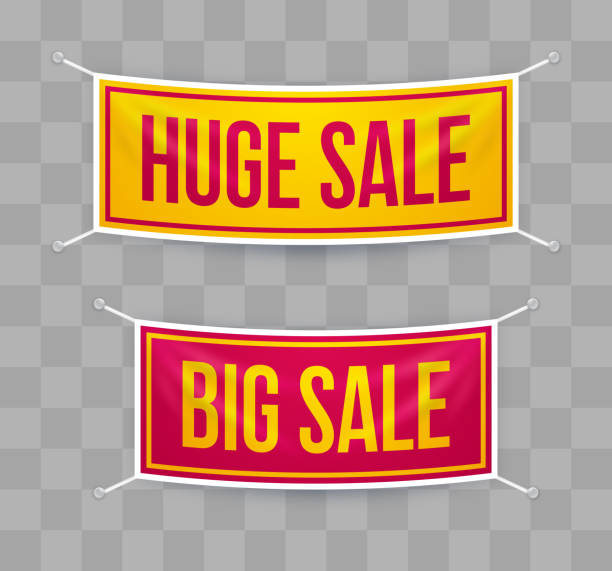 Huge Sale Big Sale Hanging Banners Huge Sale and Big Sale hanging banners for discount offer and sale offers. closing down sale stock illustrations