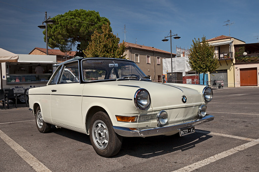 Vintage BMW 700 Coupe Sport (1962) in classic car meeting during the festival Mostrascambio on September 3, 2016 in Gambettola, FC, Italy