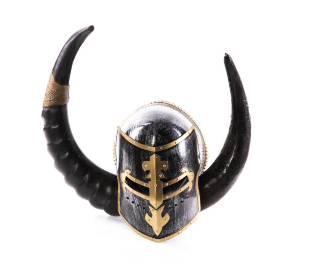 istock viking helmet with horns isolated on white background 1266129932