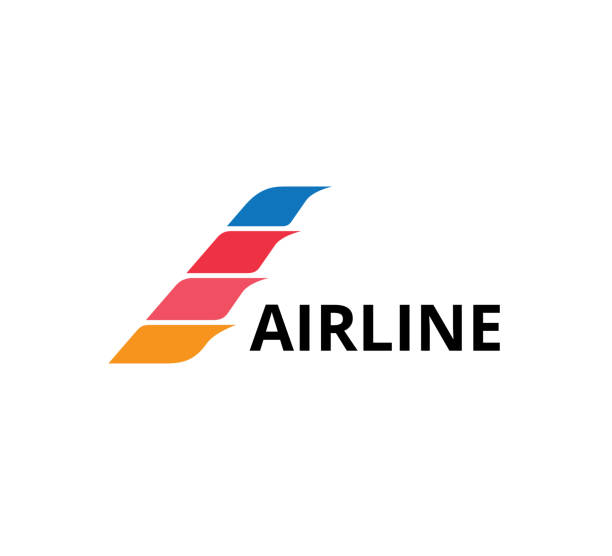 illustrations, cliparts, dessins animés et icônes de quatre étapes du modèle de conception graphique vectorielle de forme d’aileron d’avion - avion de tourisme