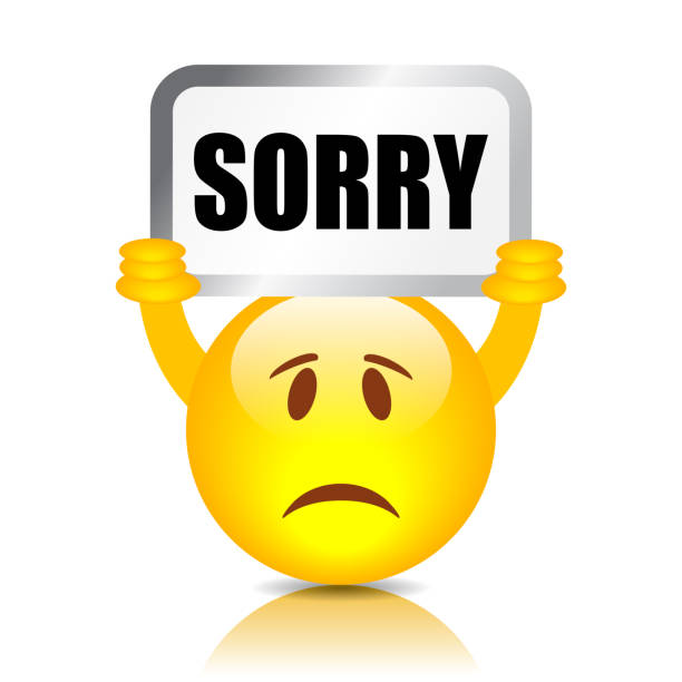 Emoticon with sorry sign Emoticon with sorry sign, vector illustration on white background pleading emoji stock illustrations