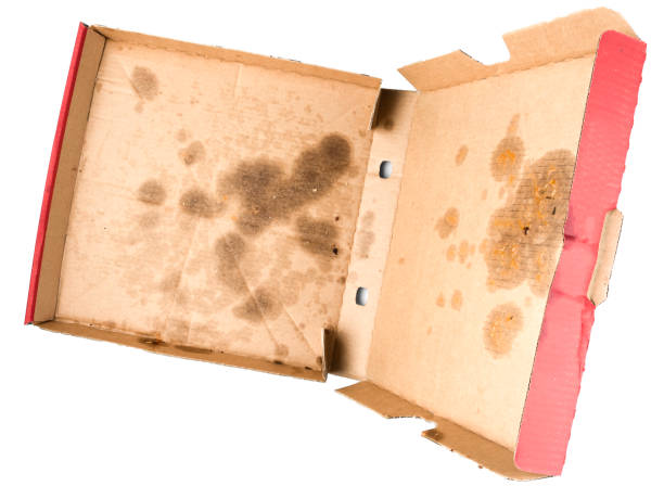 istock top view of greasy empty delivery pizza box 1266144752