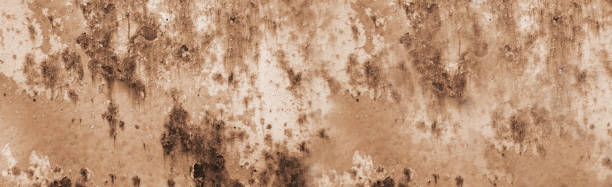 istock Rusty and worn metal layer with spilled paint 1266148945