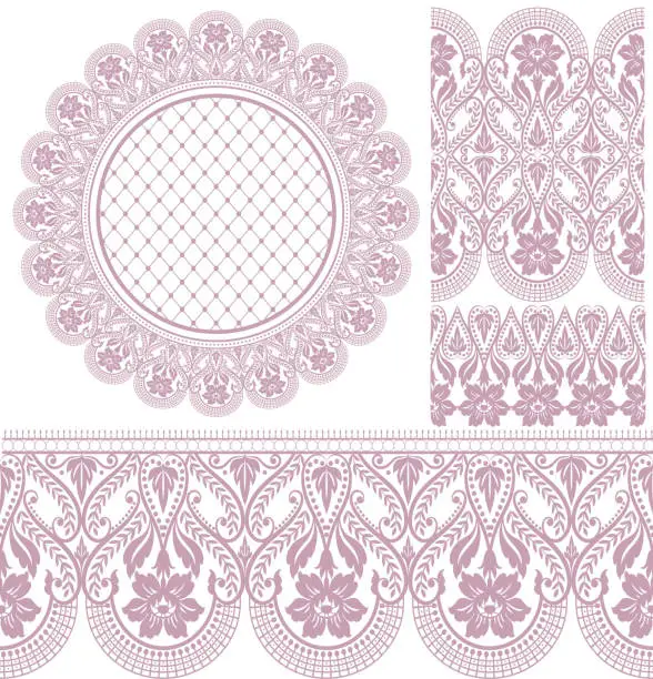 Vector illustration of Vector set with baroque ornaments in Victorian style. Ornate element for design.