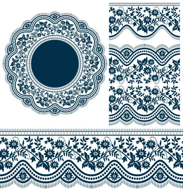 Vector illustration of Vector set with baroque ornaments in Victorian style. Ornate element for design.