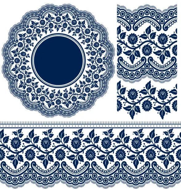 Vector illustration of Vector set with baroque ornaments in Victorian style. Ornate element for design.