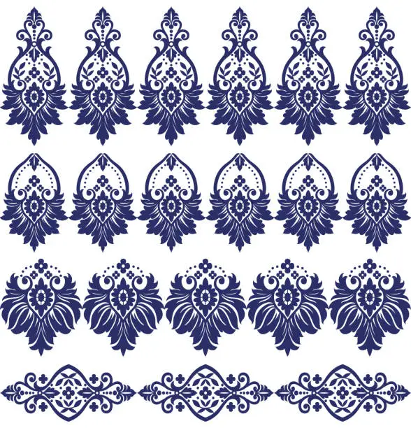 Vector illustration of Vector set with baroque ornaments in Victorian style. Ornate element for design.