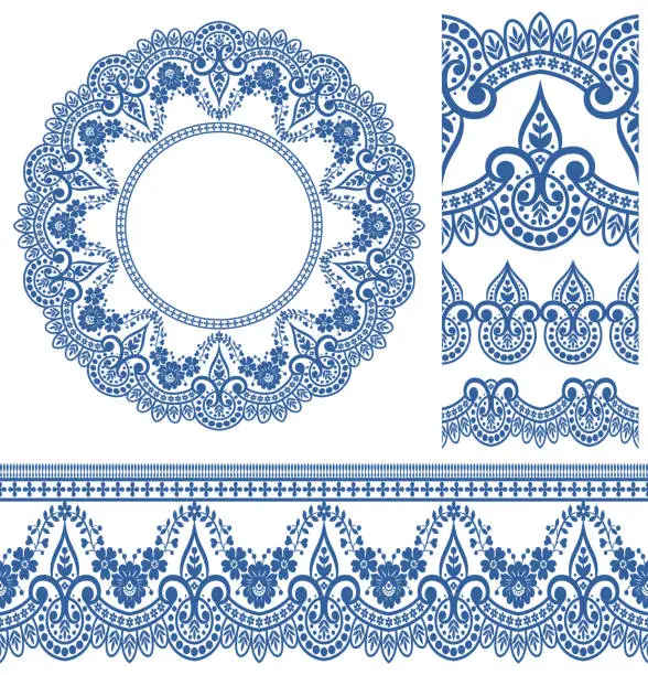 Vector illustration of Vector set with baroque ornaments in Victorian style. Ornate element for design.