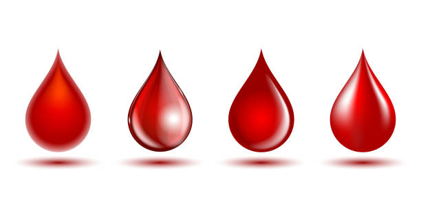 ilustrações de stock, clip art, desenhos animados e ícones de red shiny drops of blood isolated on white background. - blood