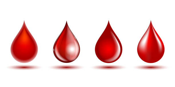 Red shiny drops of blood isolated on white background. Red shiny drops of blood isolated on white background. Vector illustration blood stock illustrations