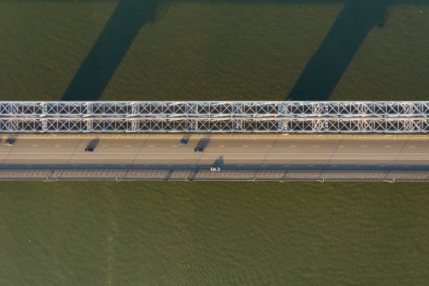 istock Highway and railway bridges over river. 1266155438
