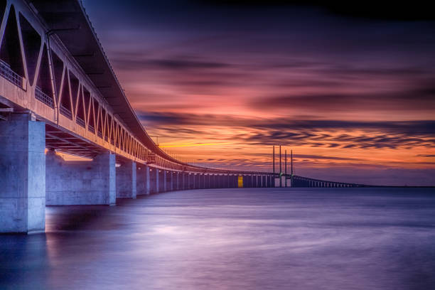 istock Oresund Bridge at sunset 1266156982