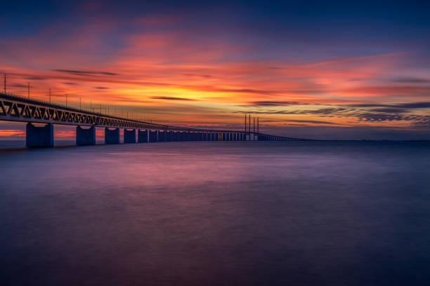 istock Oresund Bridge at sunset 1266157652
