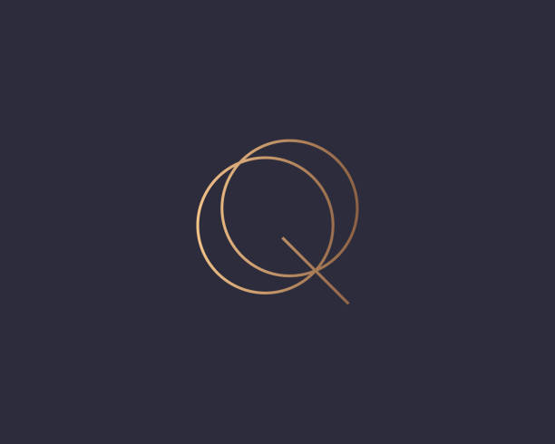 Letter Q  monogram, minimal style identity initial  mark. Golden gradient parallel lines vector emblem type for business cards initials invitations ect. Letter Q  monogram, minimal style identity initial  mark. Golden gradient parallel lines vector emblem type for business cards initials invitations ect letter q stock illustrations