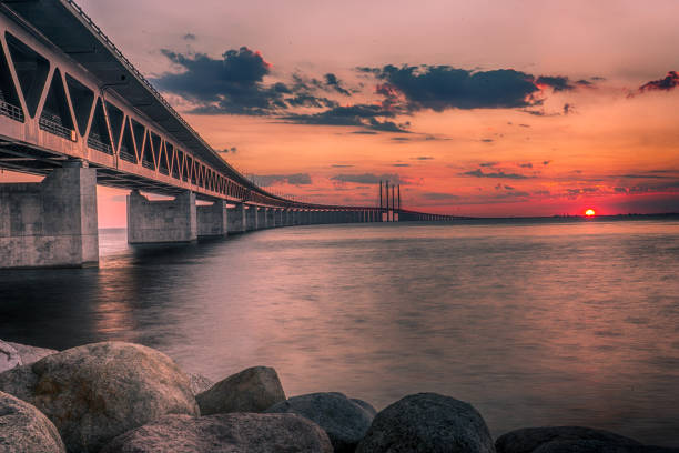 Oresund Bridge at sunset