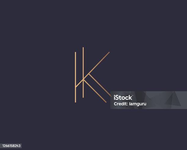Parallel Font K Letter K Monogram Minimal Style Identity Initial Mark Golden Gradient ...