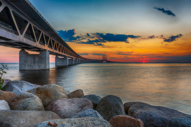 istock Oresund Bridge at sunset 1266158251