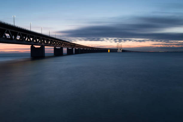istock Oresund Bridge at sunset 1266158276