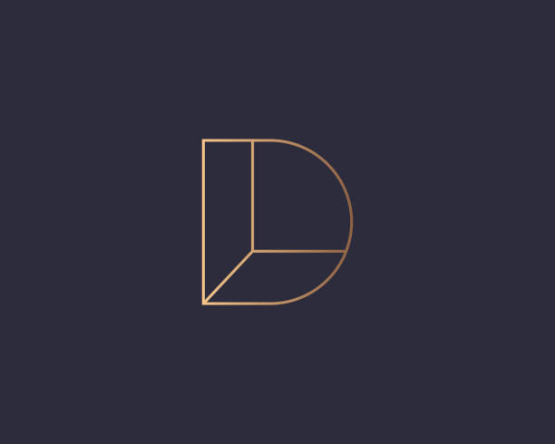 Letter D  monogram, minimal style identity initial  mark. Golden gradient parallel lines vector emblem type for business cards initials invitations ect. Letter D  monogram, minimal style identity initial  mark. Golden gradient parallel lines vector emblem type for business cards initials invitations ect letter d stock illustrations
