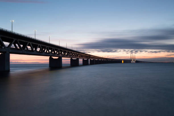 istock Oresund Bridge at sunset 1266158303